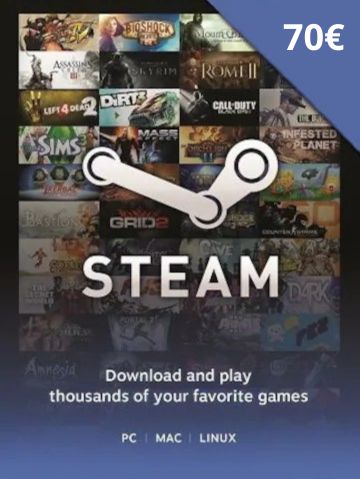 Steam kartica 70 euro